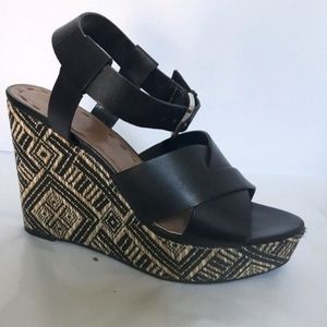 Tahari Leather Open-Toe Wedge Sandals